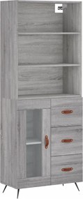 vidaXL Ντουλάπι Γκρι Sonoma 69,5 x 34 x 180 εκ. Επεξεργασμένο Ξύλο