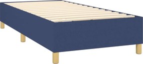 vidaXL Κρεβάτι Boxspring με Στρώμα Μπλε 90x200 εκ.Υφασμάτινο