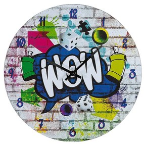 Ρολόι Τοίχου ArteLibre 'Wow' Με Γκράφιτι Πολύχρωμο MDF Φ33.8x2cm