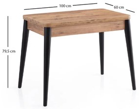 Τραπέζι Dolunay Megapap επεκτεινόμενο χρώμα atlantic pine - μαύρο 100x60(120x100)x79,5εκ.