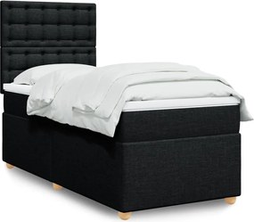vidaXL Κρεβάτι Boxspring με Στρώμα Μαύρο 80 x 200 εκ. Υφασμάτινο
