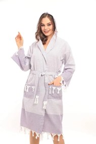 Stewehome διάλεξε unisex μπουρνούζι με κουκούλα γκρι ριγέ 100% βαμβακερό (L/XL)