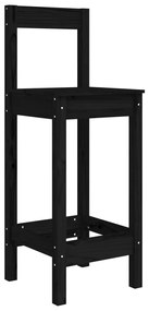 Καρέκλες Μπαρ 2 τεμ. Μαύρο 40x41,5x112 εκ. Μασίφ Ξύλο Πεύκου - Μαύρο