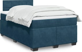 vidaXL Κρεβάτι Boxspring με Στρώμα Μπλε 120x190 εκ. Βελούδινο