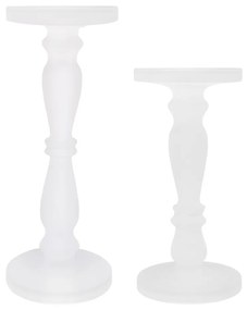 Artekko Artekko Frosted Γυάλινο Λευκό Κηροπήγιο (13x13x35.5)cm 2psc 70460-FRCL-DS-SA
