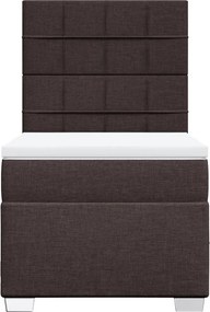 vidaXL Κρεβάτι Boxspring με Στρώμα Σκούρο Καφέ 90x190 εκ. Υφασμάτινο