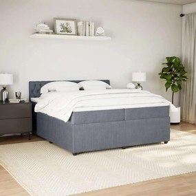 vidaXL Κρεβάτι Boxspring με Στρώμα Σκούρο Γκρι 200x200 εκ. Βελούδινο