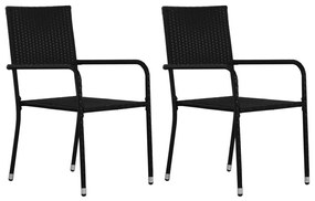 Καρέκλες Τραπεζαρίας Εξωτ. Χώρου 2 τεμ. Μαύρες Συνθετικό Ρατάν - Μαύρο