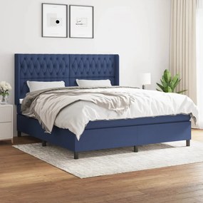 Κρεβάτι Boxspring με Στρώμα Μπλε 180x200 εκ. Υφασμάτινο