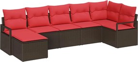 vidaXL Σετ Καναπέ με μαξιλάρι 7 pcs Καφέ συνθετικό ρατάν