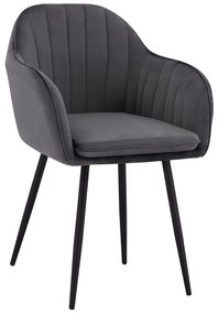 Armchair Shara in grey velvet &amp; black metallic frame  58x60x85cm