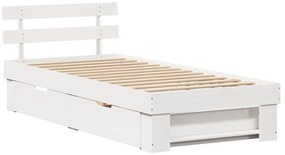 vidaXL Σκελετός Κρεβατιού Λευκό 75 x 190 cm Συμπαγές ξύλο πεύκου