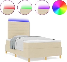 vidaXL LED Κρεβάτι με βάθρο με στρώμα Κρεμ 120 x 200 cm ύφασμα