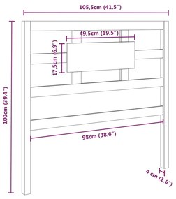 vidaXL Κεφαλάρι Κρεβατιού Λευκό 105,5 x 4 x 100 εκ. Μασίφ Ξύλο Πεύκου