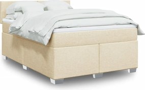 vidaXL Κρεβάτι Boxspring με Στρώμα Κρεμ 160x200 εκ. Υφασμάτινο
