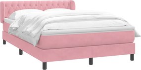 vidaXL Box Spring κρεβάτι με στρώμα ροζ 160x220 cm Βελούδινο
