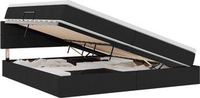 vidaXL LED Κρεβάτι αποθήκευσης με στρώμα Μαύρο 200 x 200 cm Ύφασμα