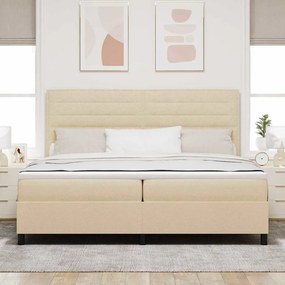 vidaXL Κρεβάτι με ελατήρια με στρώμα Κρεμ 200 x 200 cm ύφασμα
