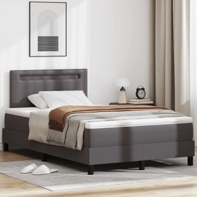 vidaXL κρεβάτι box spring με στρώμα γκρι, 120 x 200 εκ. από τεχνητό δέρμα