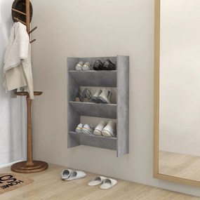 vidaXL Παπουτσοθήκη Τοίχου Γκρι Σκυρ. 60 x 18 x 90 εκ. από Μοριοσανίδα