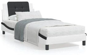 Πλαίσιο Κρεβατιού με LED Λευκό/Μαύρο 100x200εκ. Συνθετικό Δέρμα - Λευκό