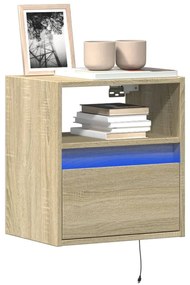 Έπιπλο Τοίχου Τηλεόρασης με LED Sonoma Δρυς 41x31x45 εκ.