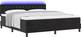 vidaXL LED Κρεβάτι με βάθρο με στρώμα Μαύρο 180 x 200 cm Βελούδο