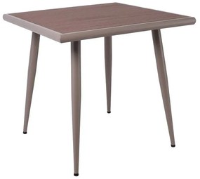 SERRANO Τραπέζι Κήπου-Βεράντας Μέταλλο Βαφή Sand Beige, Polywood Καρυδί