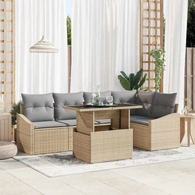 vidaXL Σετ Καναπέ Κήπου 6 pcs μπεζ και ανοιχτό γκρι 100 x 55 x 73 εκ