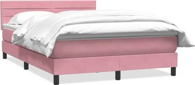 vidaXL Box Spring κρεβάτι με στρώμα ροζ 160x220 cm Βελούδινο