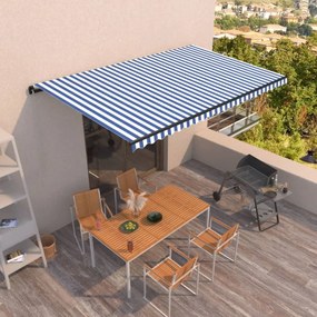 vidaXL Τέντα Συρόμενη Αυτόματη Μπλε / Λευκό 500x350 εκ.