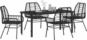 vidaXL Σέτ φαγητού για κήπο 5 pcs Μαύρο συνθετικό ρατάν