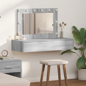 vidaXL Τραπέζι Μακιγιάζ Τοίχου με Φώτα LED Γκρι Σονόμα