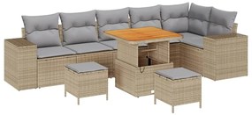 vidaXL Σετ Καναπέ Κήπου 9 pcs Μπεζ συνθετικό ρατάν