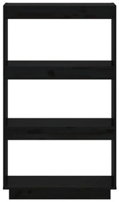 vidaXL Βιβλιοθήκη/Διαχωριστικό Χώρου Μαύρο 60x35x103 εκ. Μασίφ Πεύκο