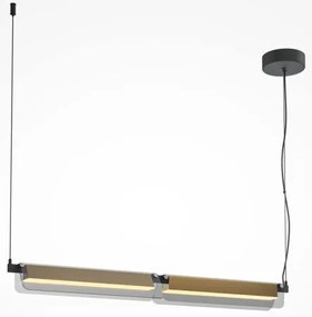 Γραμμικό Κρεμαστό Φωτιστικό Οροφής LED 20W 2480Lm Γυαλί Flat Maytoni-MOD296PL-L20BS3K-Μαύρο-Χρυσό MOD296PL-L20BS3K