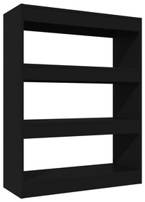 vidaXL Βιβλιοθήκη/Διαχωρ. Χώρου Μαύρο 80x30x103 εκ. Επεξεργασμένο Ξύλο