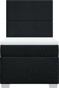 vidaXL Κρεβάτι Boxspring με Στρώμα Μαύρο 90x200 εκ. Υφασμάτινο