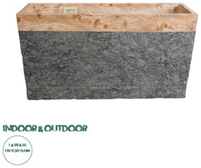 20749 GloboStar® Artificial Garden TOSCANE 20749 Επιδαπέδιο Πολυεστερικό Τσιμεντένιο Κασπώ Γλάστρα - Flower Pot Γκρι με Καφέ Μ110 x Π30 x Υ61cm