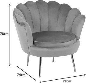 Πολυθρόνα Daimon βελούδο σε λευκό-χρυσό απόχρωση 79x74x78εκ 79x74x78 εκ.