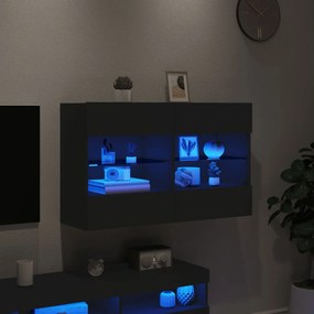 vidaXL Έπιπλο Τοίχου Τηλεόρασης με LED Μαύρο 98,5x30x60,5 εκ.