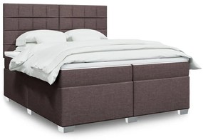 vidaXL Κρεβάτι Boxspring με Στρώμα Σκούρο Καφέ 200x200 εκ. Υφασμάτινο