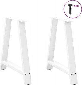 vidaXL Πόδια Τραπεζαρίας σε Σχήμα Α, 2 τεμ. Λευκά 80x(72-73) εκ. Ατσάλι