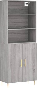 vidaXL Ντουλάπι Γκρι Sonoma 69,5 x 34 x 180 εκ. Επεξεργασμένο Ξύλο