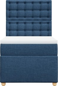 vidaXL Κρεβάτι Boxspring με Στρώμα Μπλε 90x190 εκ.Υφασμάτινο