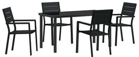 vidaXL Σέτ φαγητού για κήπο 5 pcs Μαύρο HDPE