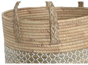 Σετ Καλαθιών Home ESPRIT Λευκό Φυσικό Ανοιχτό καφέ PVC Σχοινί Θαλασσινό γρασίδι Καλάμια (3 Τεμάχια)