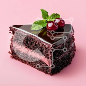 Σετ των 2 Intra Συλλεκτικό Ξύλινο Παζλ Plywood  4mm - Νόστιμη φέτα κέικ σοκολάτας με μέντα και κεράσια Σε Ξύλινο Κουτί - Διαστάσεις: 10x10 cm – 25 κομμάτια