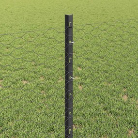 vidaXL Εξωτερική εξάγωνη περίφραξη με στήλη 25 x 0,8 m Γκρι Δίχτυ