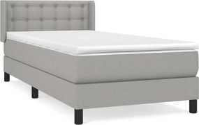 vidaXL Κρεβάτι Boxspring με Στρώμα Ανοιχτό Γκρι 80x200 εκ. Υφασμάτινο